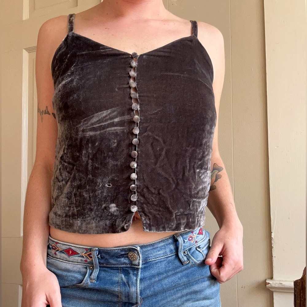 Madewell Velvet button-down Cami